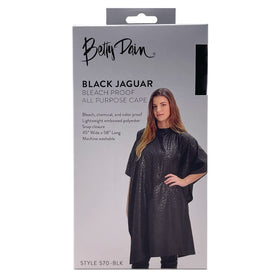 Betty Dain Black Jaguar cape size 45x58 inches provides generous coverage.