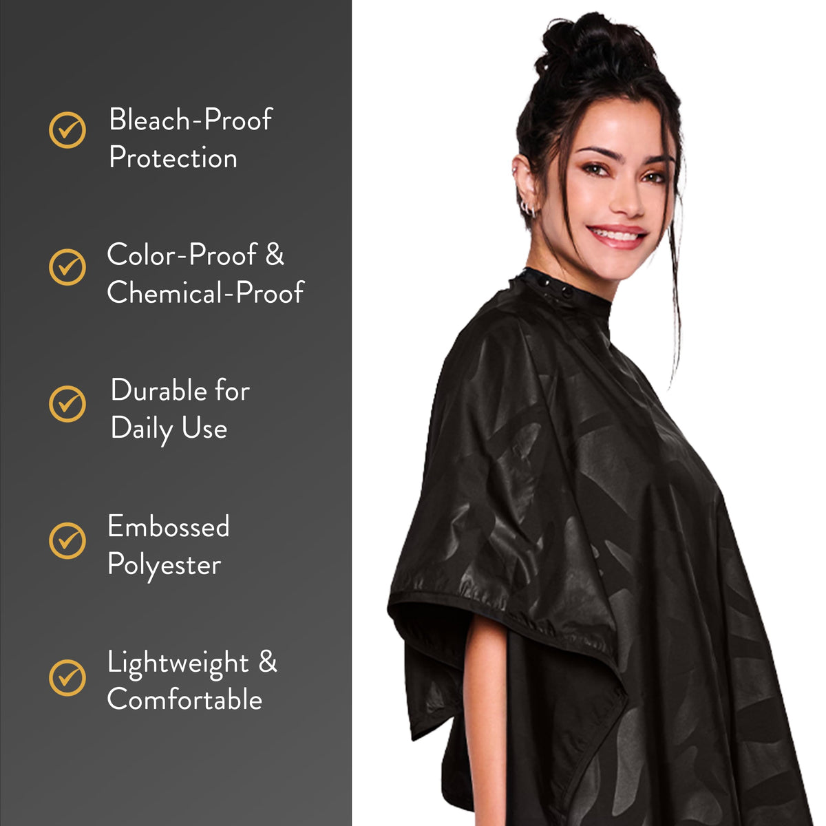 Side view of Betty Dain cape demonstrates lightweight, comfortable fit.