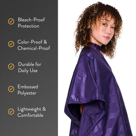 Betty Dain bleachproof cape purple neck-closure for secure fit during styling