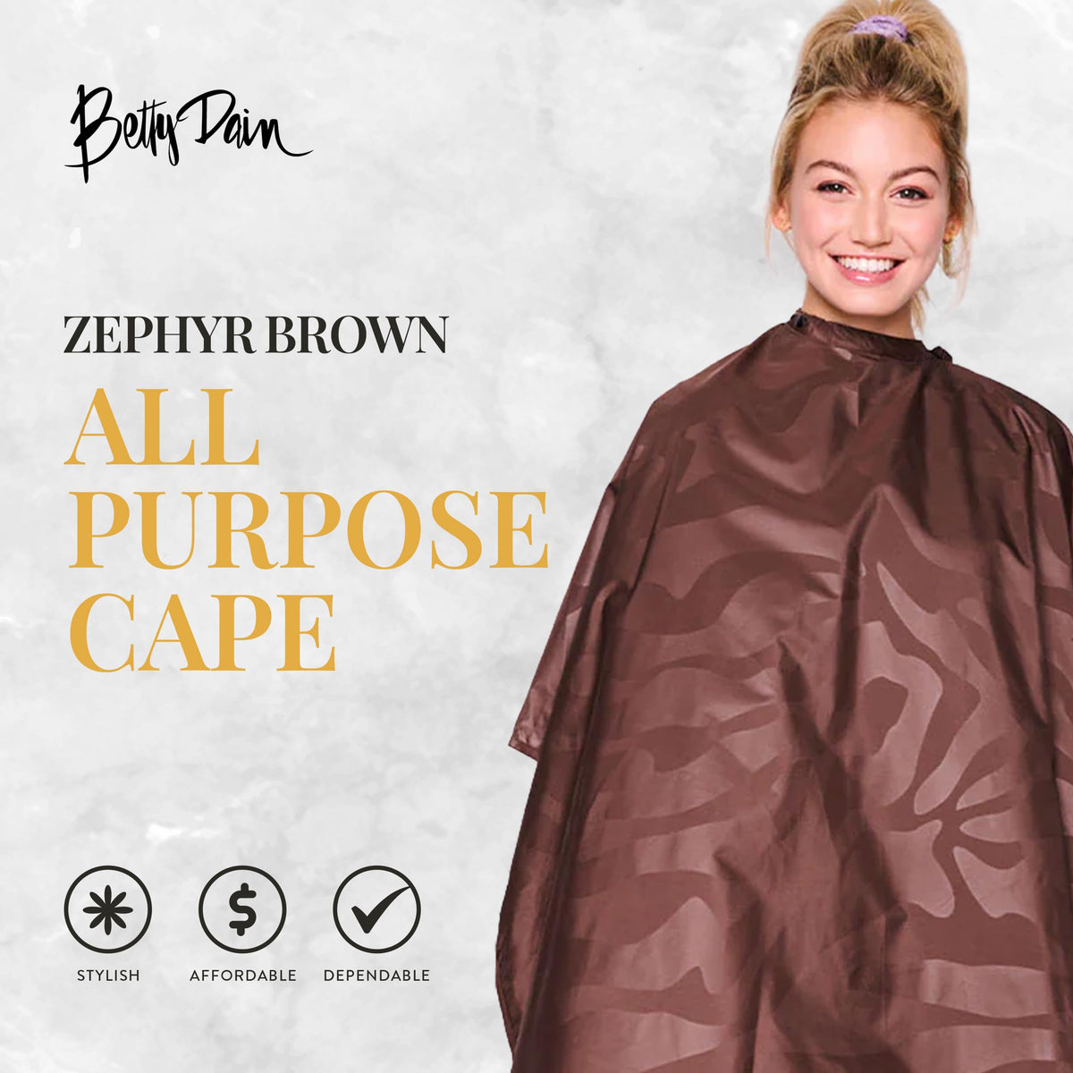 Betty Dain color-proof styling cape protects clothing during color services