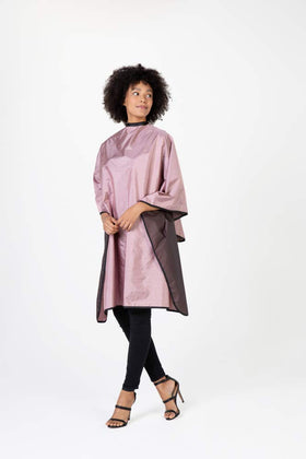 Betty Dain Reversi cape featuring snap neck closure for secure comfortable wear.
