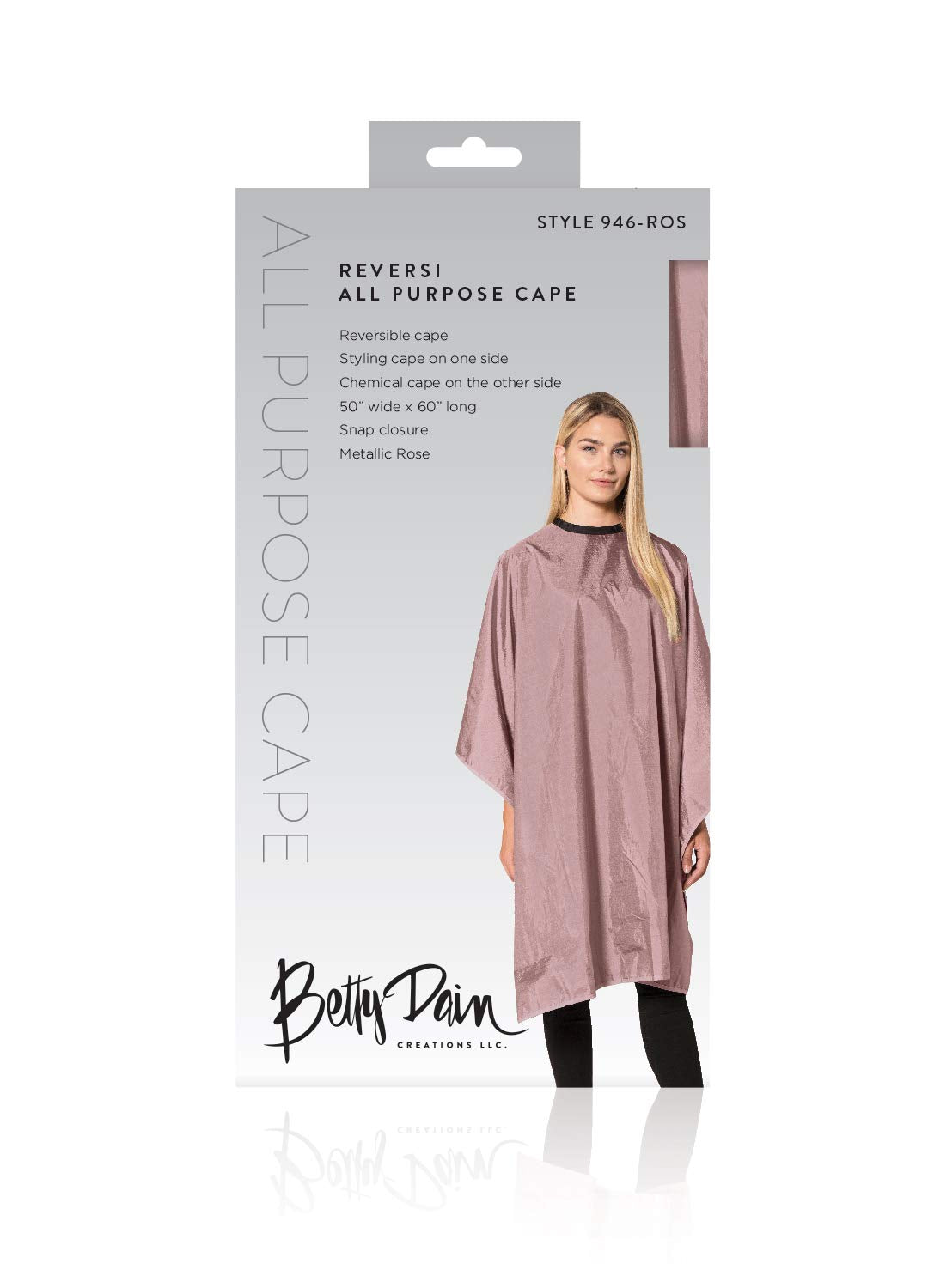 Betty Dain Reversi cape two sided design supports everyday styling and color processing workflows.