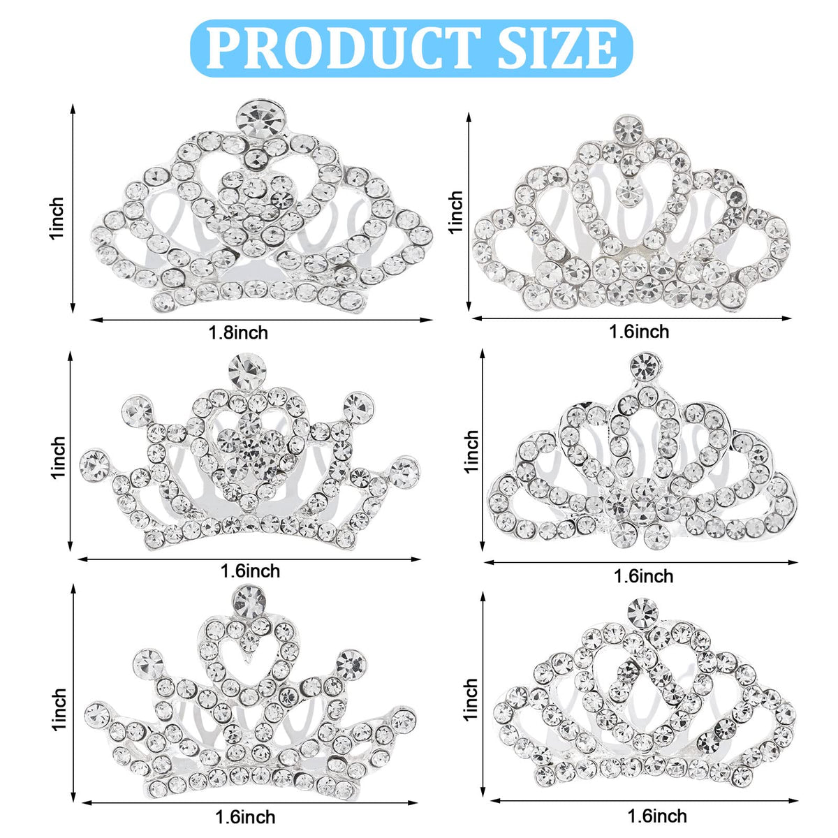 Beupy rhinestone tiara headband with comb for secure, comfortable wear