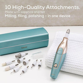 Beurer MP84 LED light brightens the nail area for precise filing.
