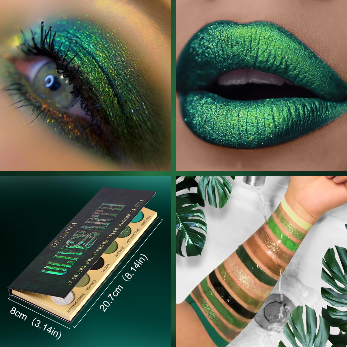 BEUSELF daily green makeup palette enables easy blendable eye looks for everyday wear.