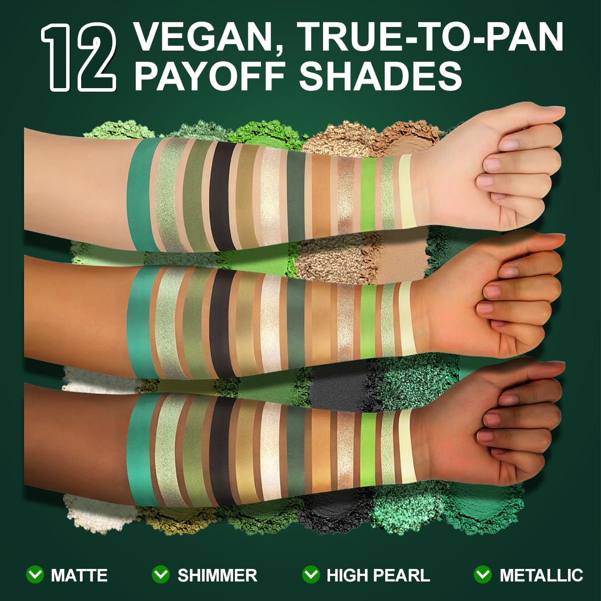 BEUSELF long-wear green eyeshadow offers 24 hour staying power for all day color.