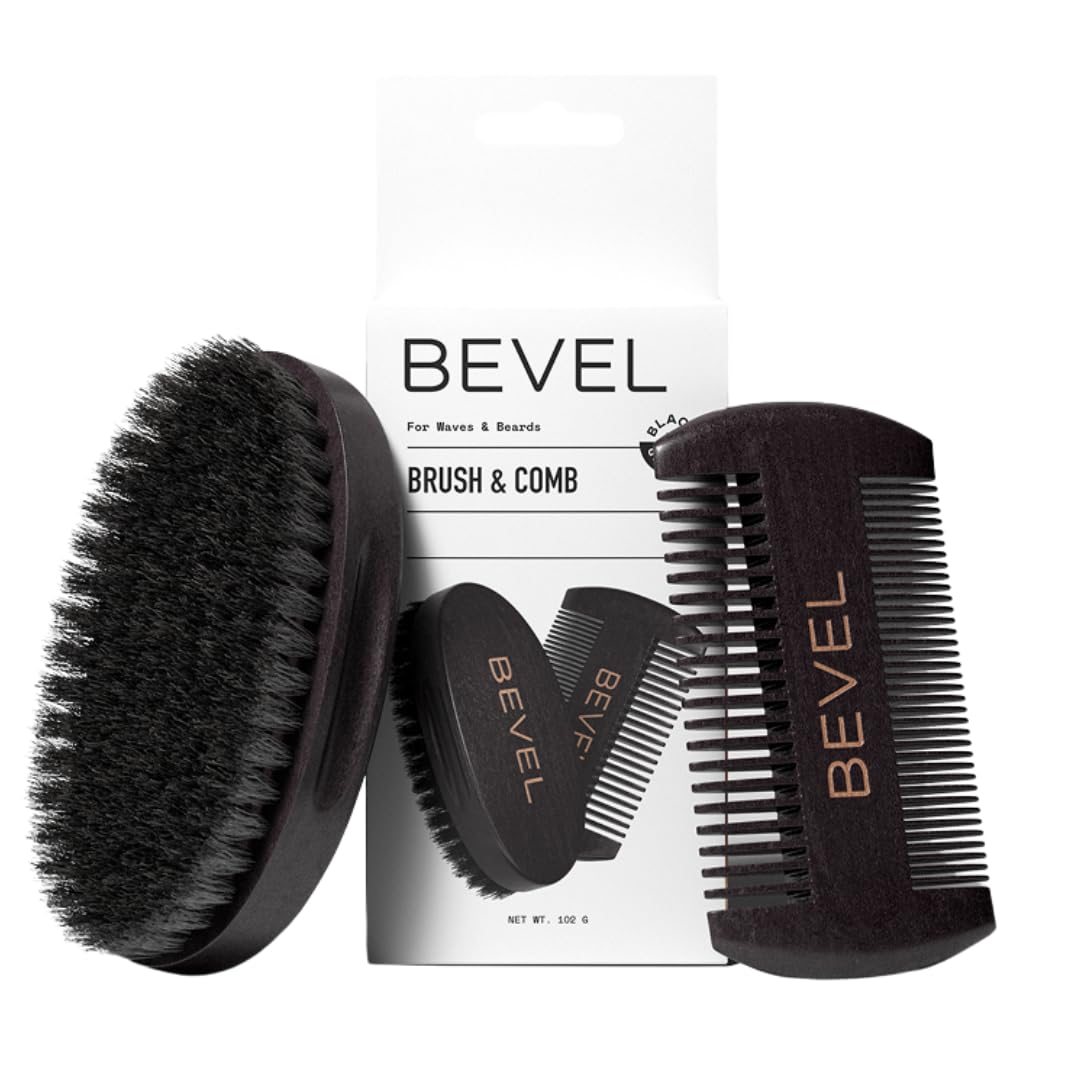 Bevel beard brush: dual-sided pearwood tool for shaping and smoothing facial hair.