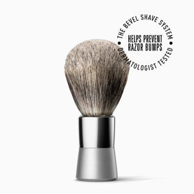 Bevel brush in action applying thick lather for a consistent shave.