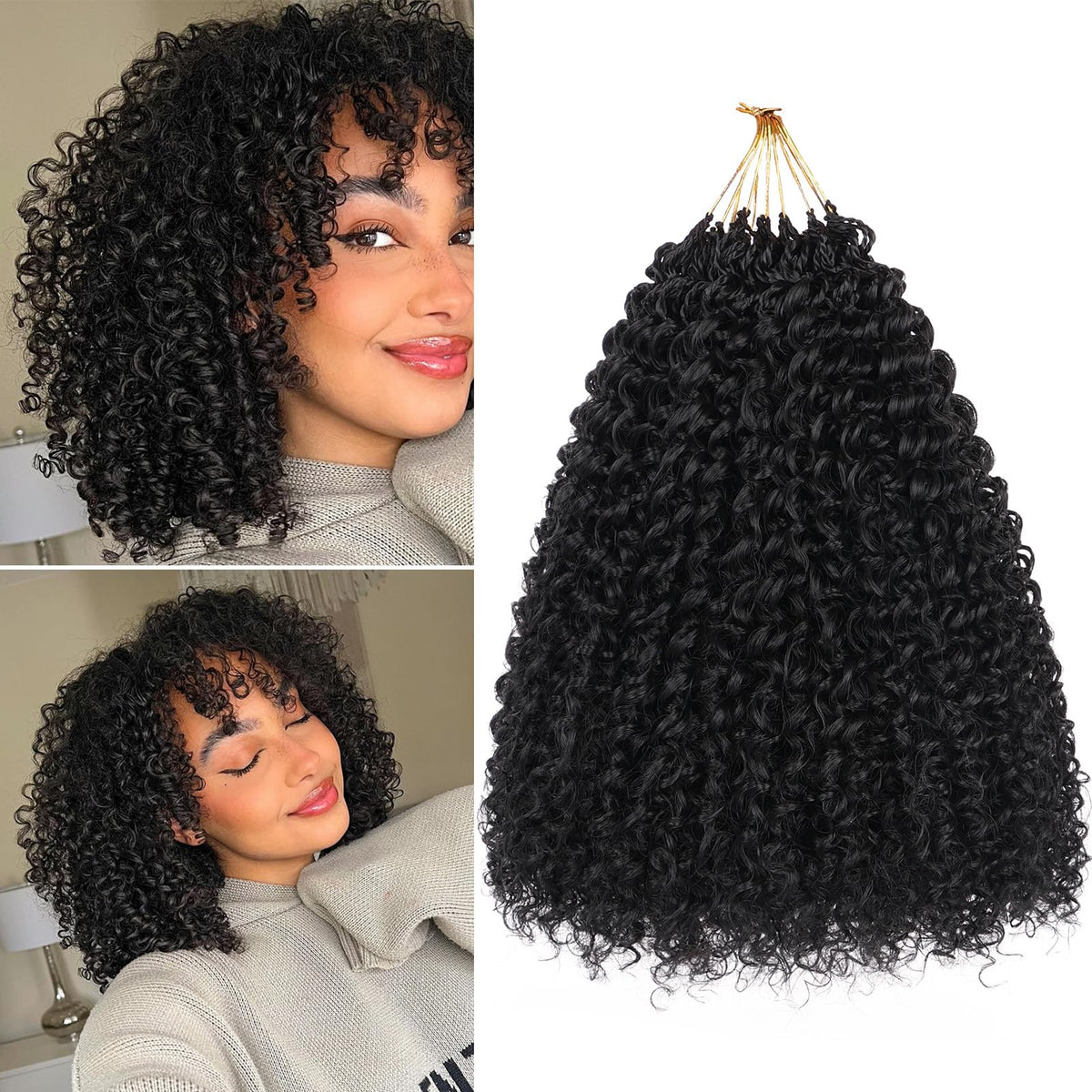 Beverlee Kinky Crochet Hair 10in Curly-Wavy texture for natural look and easy styling