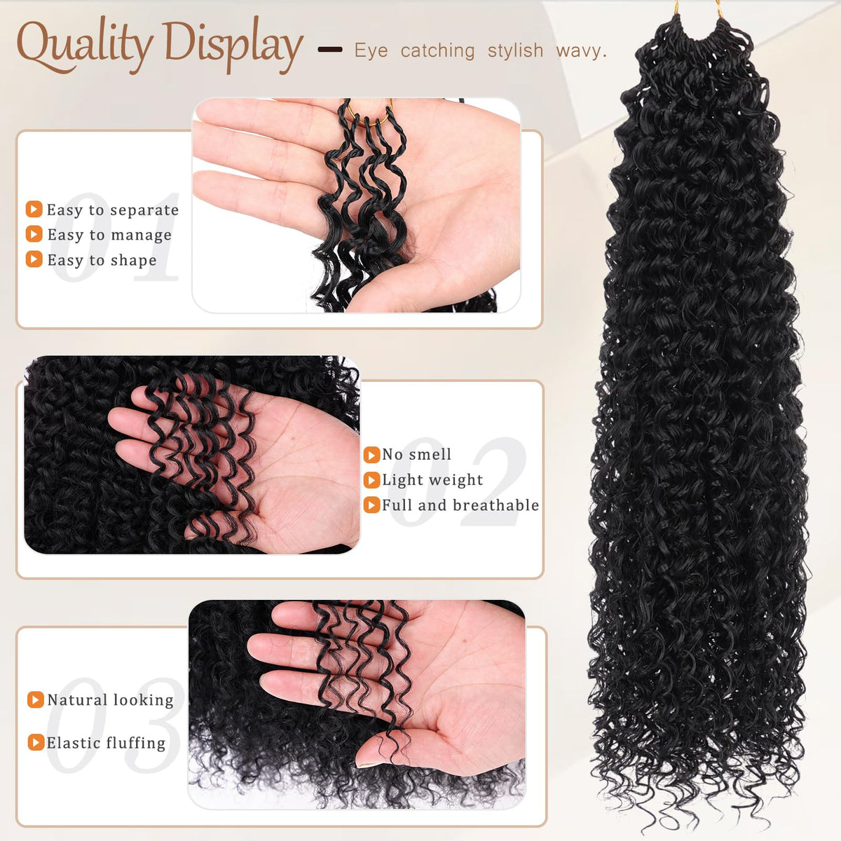 Beverlee Kinky Crochet Hair pre-looped detail showing easy installation.