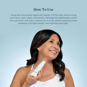 Beverly Hills MD Rapid-Lift neck serum application on jawline showing tightening potential.