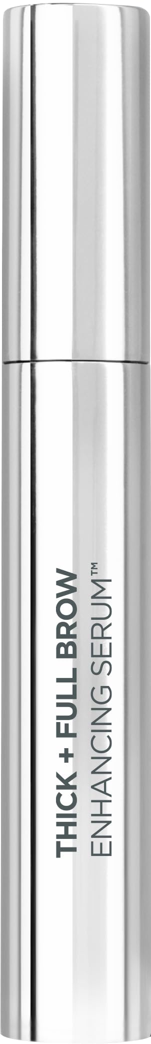 Beverly Hills MD Thick + Full Brow Serum bottle close-up suggesting a nourishing formula for fuller-looking brows.