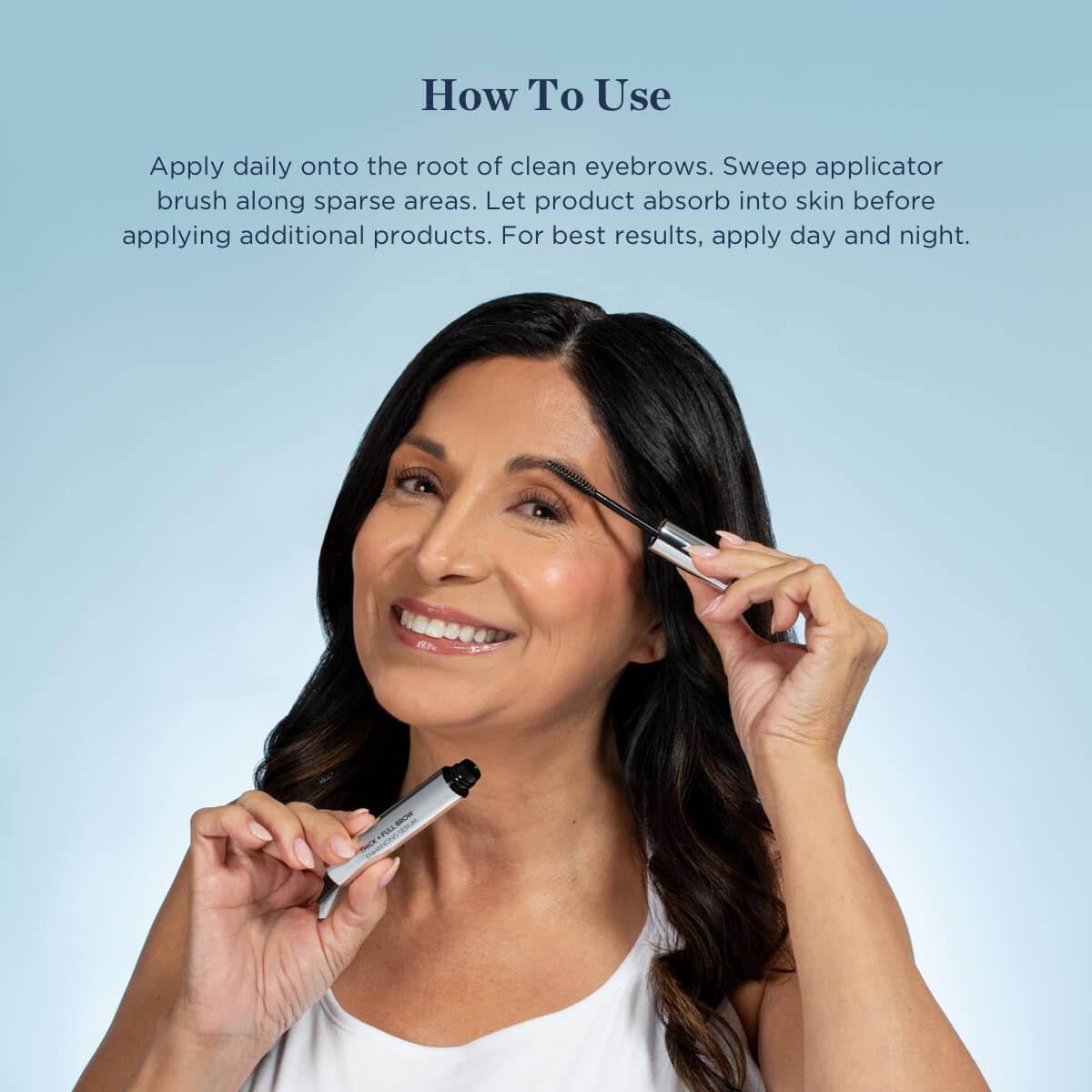 Beverly Hills MD Thick + Full Brow Serum ingredients including redensyl, capixyl, and apple extract.