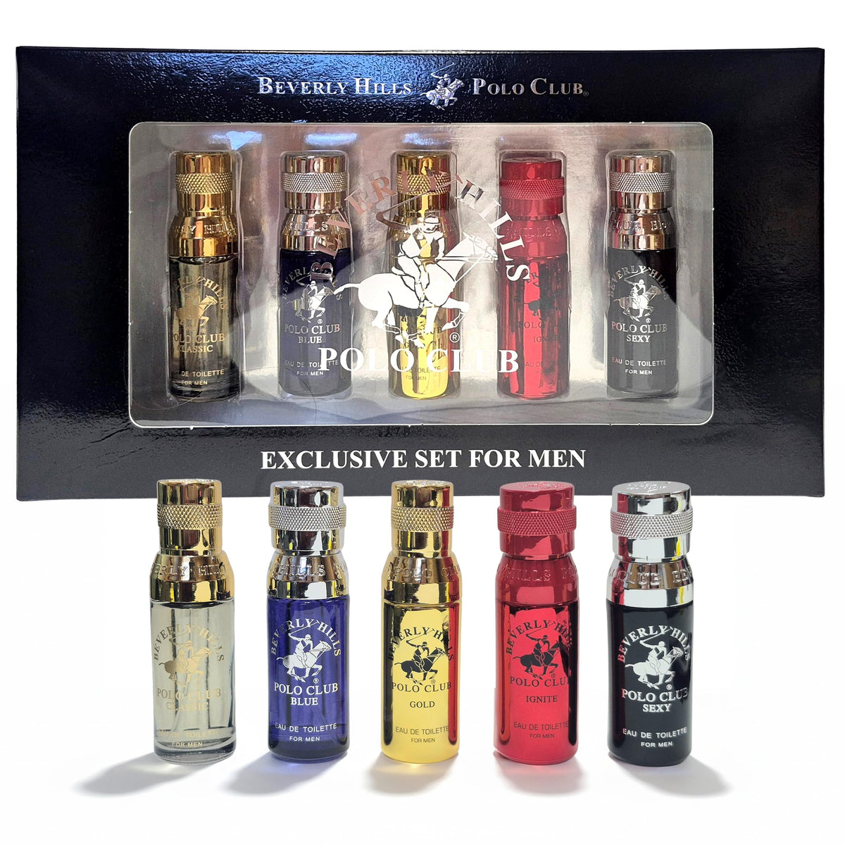 Beverly Hills Polo Club Gold mini bottle for travel, long-lasting scent.