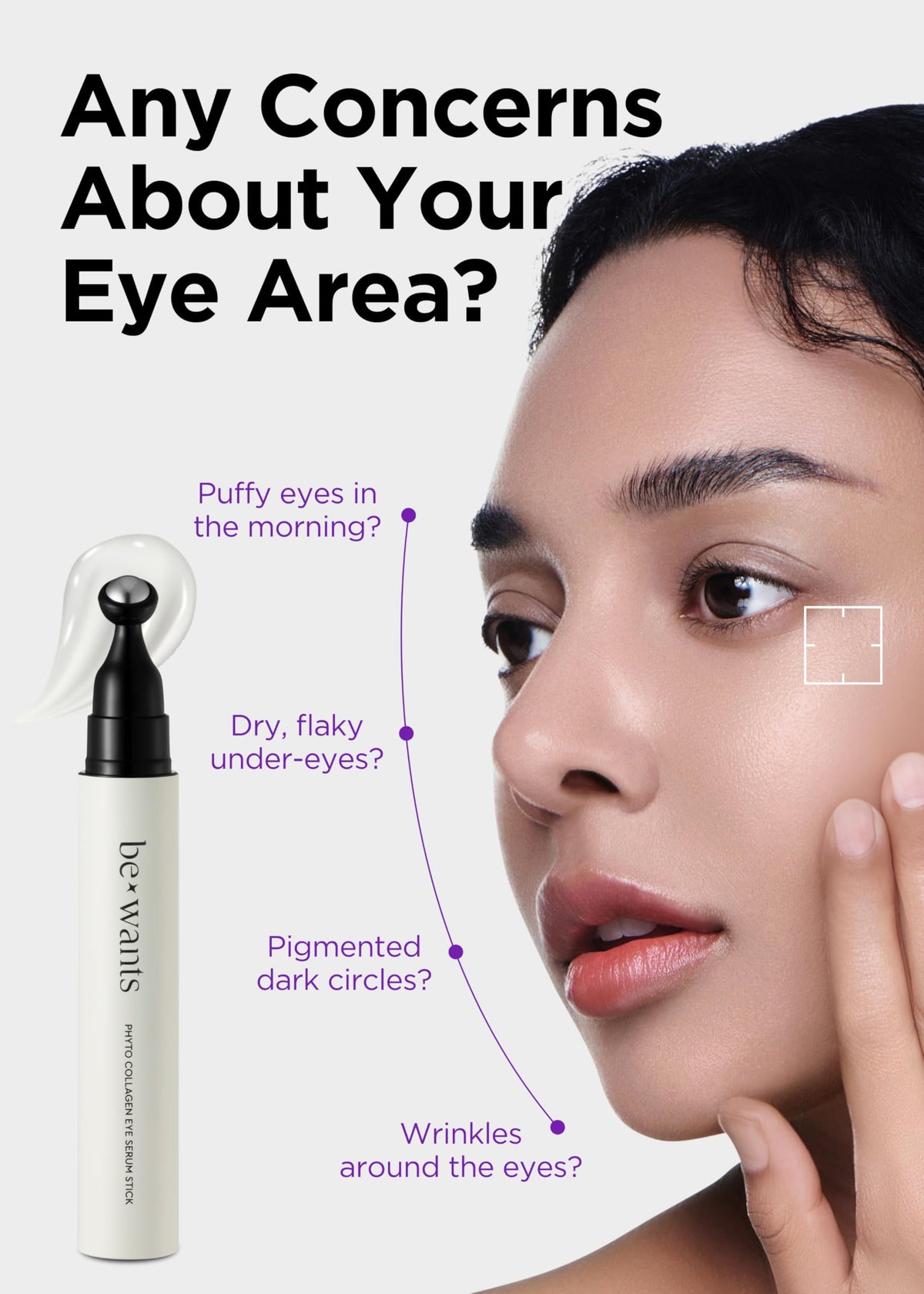 BE+WANTS eye serum roller provides hypoallergenic care for sensitive under-eye areas.