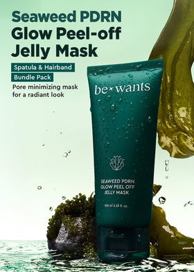 BE+WANTS Seaweed PDRN Glow Peel Off Jelly Mask jelly texture feels cooling during use.