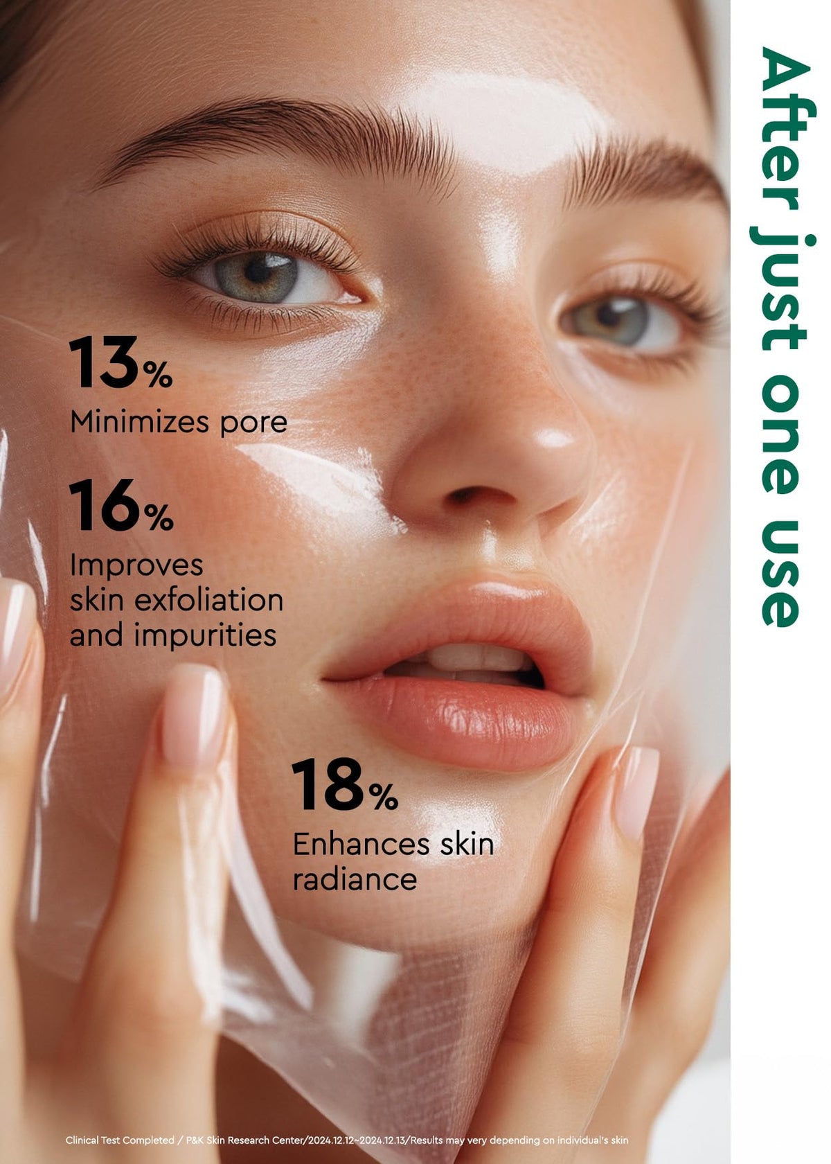 BE+WANTS Seaweed PDRN Glow Peel Off Mask pore-minimizing effects for clearer skin.