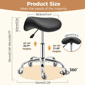 BEWISHOME saddle stool side view showing height adjustability and mobility