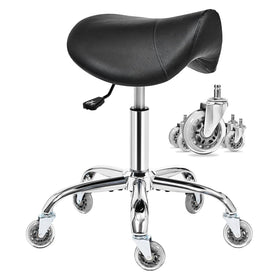 BEWISHOME Saddle Stool with Wheels featuring ergonomic contoured seat for all-day comfort.