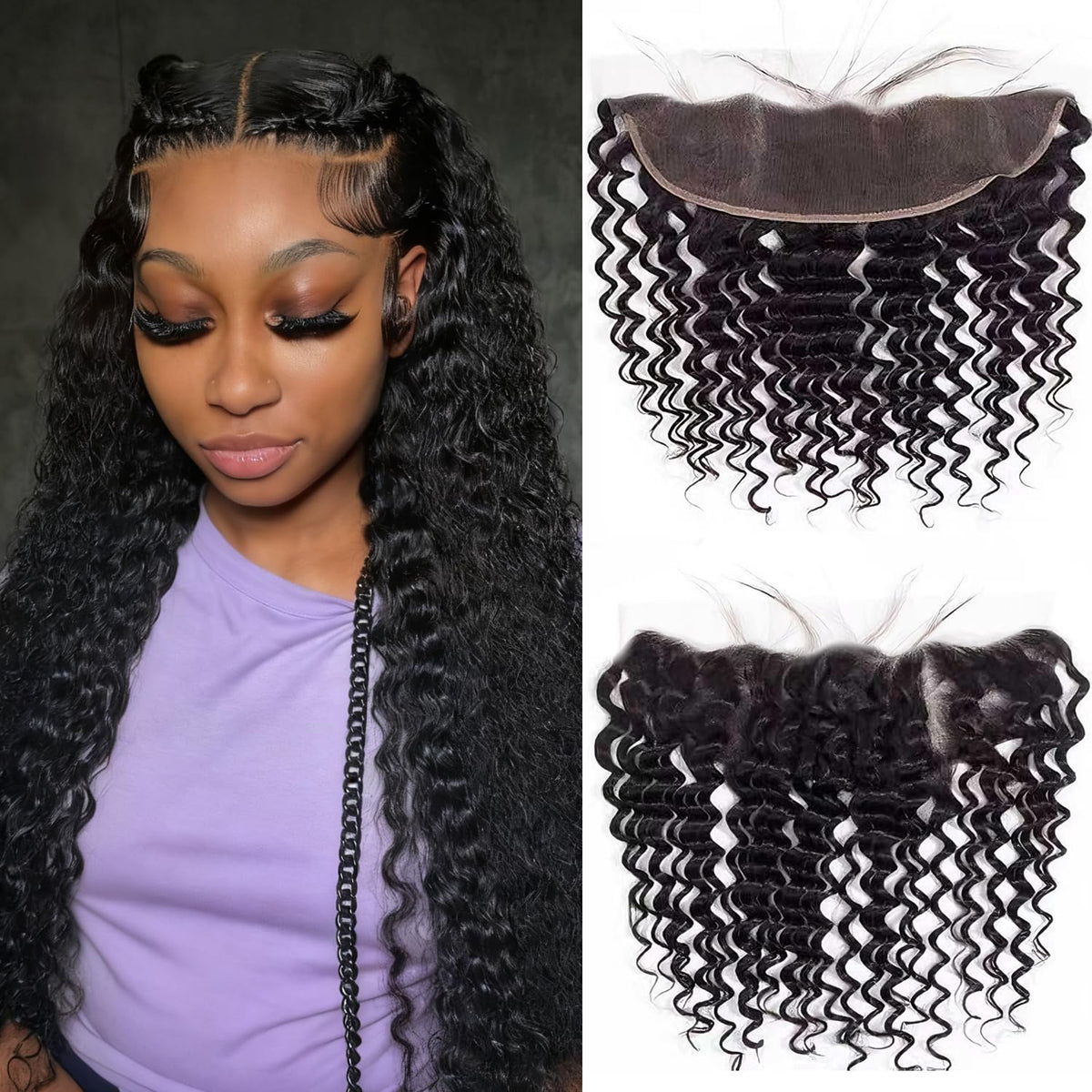 Bexclent 16-inch deep wave lace frontal enables natural parting and blends well.