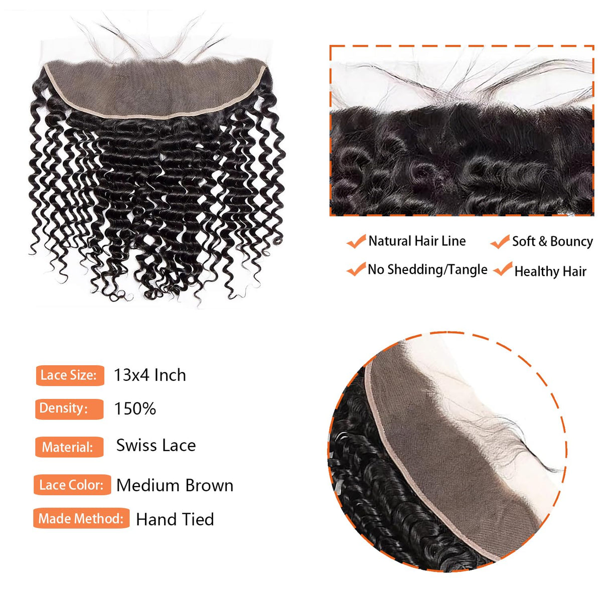 Bexclent Brazilian virgin hair deep wave frontal ready for styling and color.