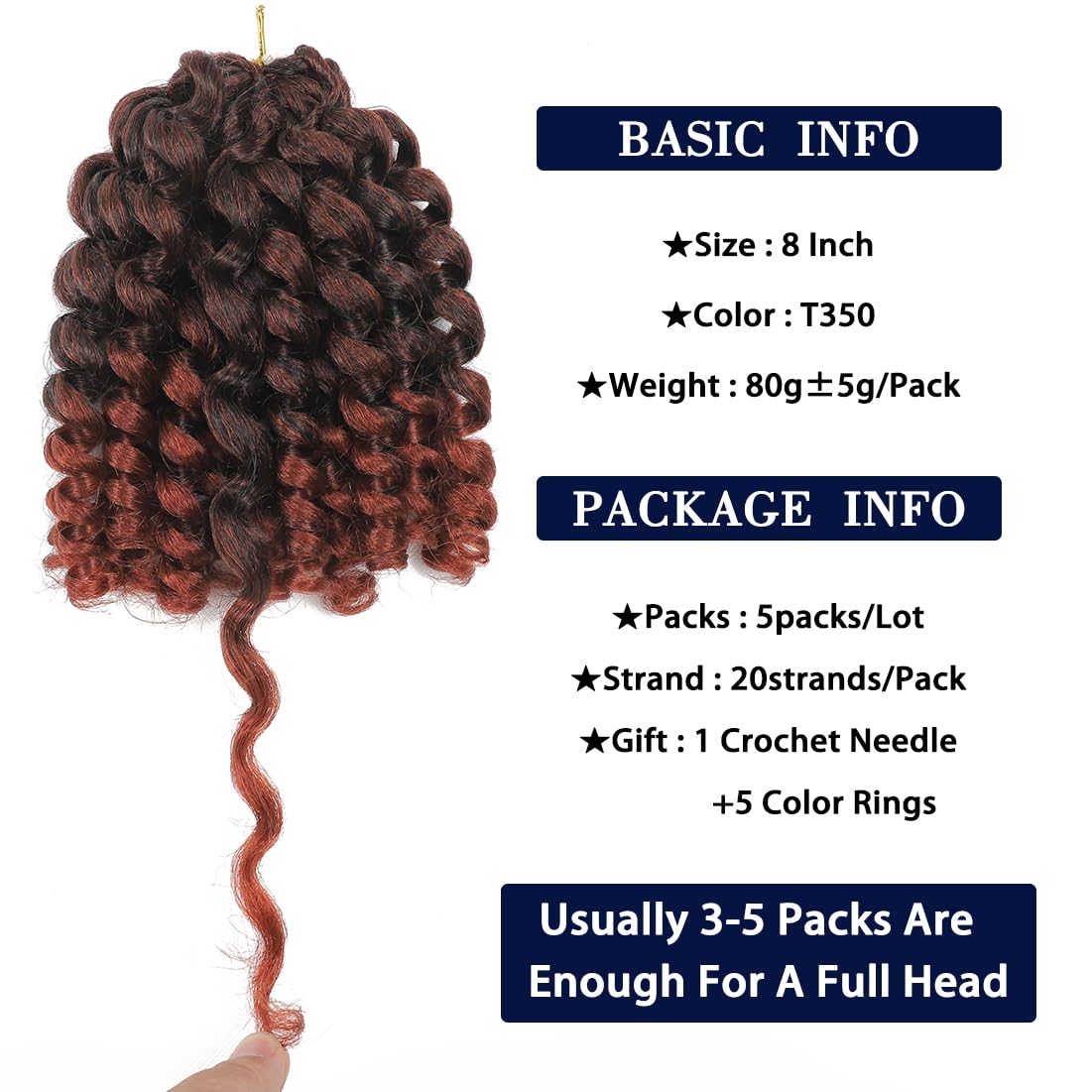 BEXIUKAKA 8-inch curls are lightweight and easy to install.