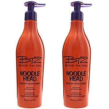 Beyond the Zone Noodle Head Kick Up Your Curls Creme bottle defines frizz and adds lasting curl hold.