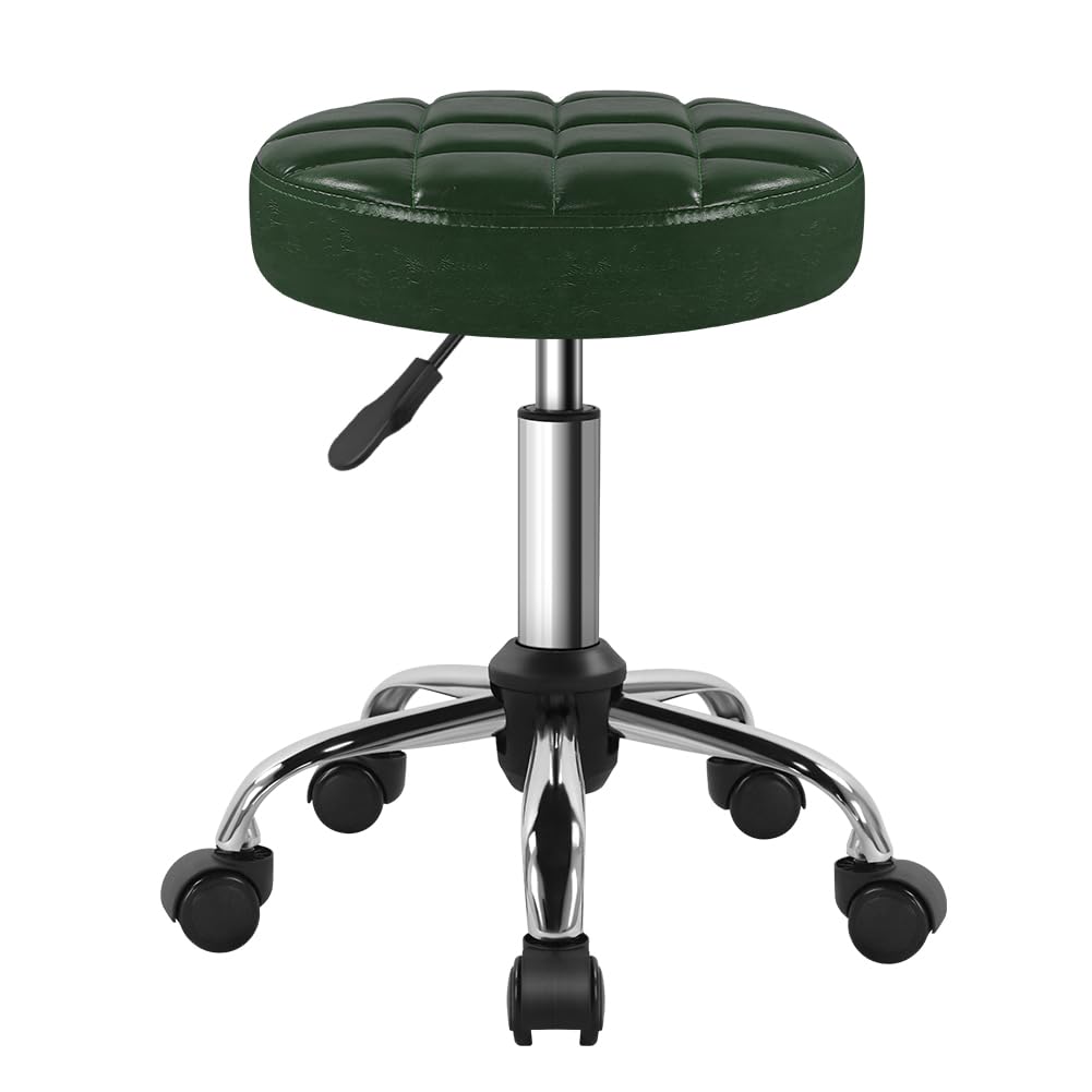 BFTOU Classic Swivel Stool seat in green offers comfortable PU leather for long sessions