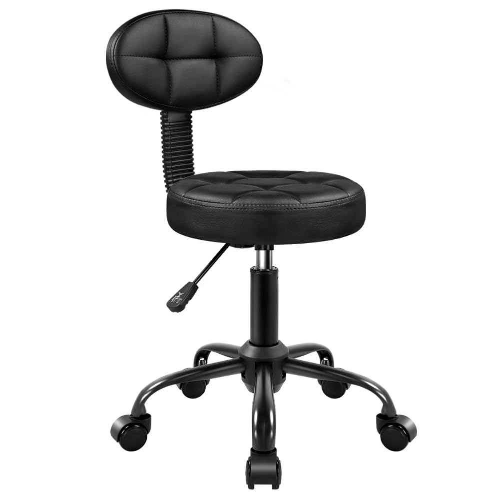 BFTOU round stool with backrest offers ergonomic support for long spa sessions.