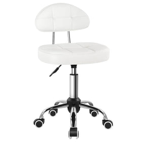BFTOU square minimalist swivel stool with back in white supports long sessions.