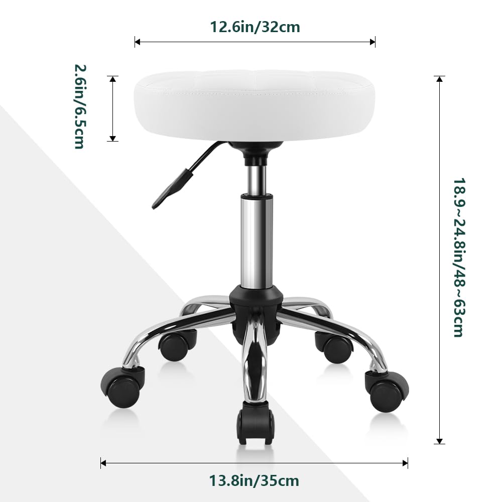 BFTOU White Classic Swivel Stool height-adjustable seat supports varied tasks.