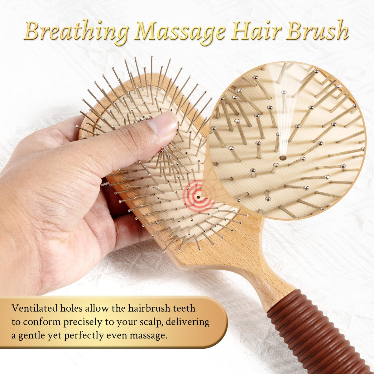 BFWood paddle brush side view highlights ergonomic design.