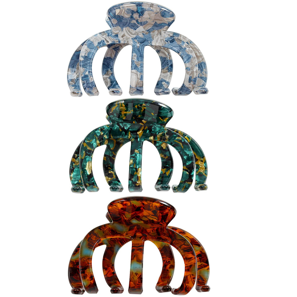 Bgffuy extra-large octopus claw clip in front view for thick hair, secure hold.