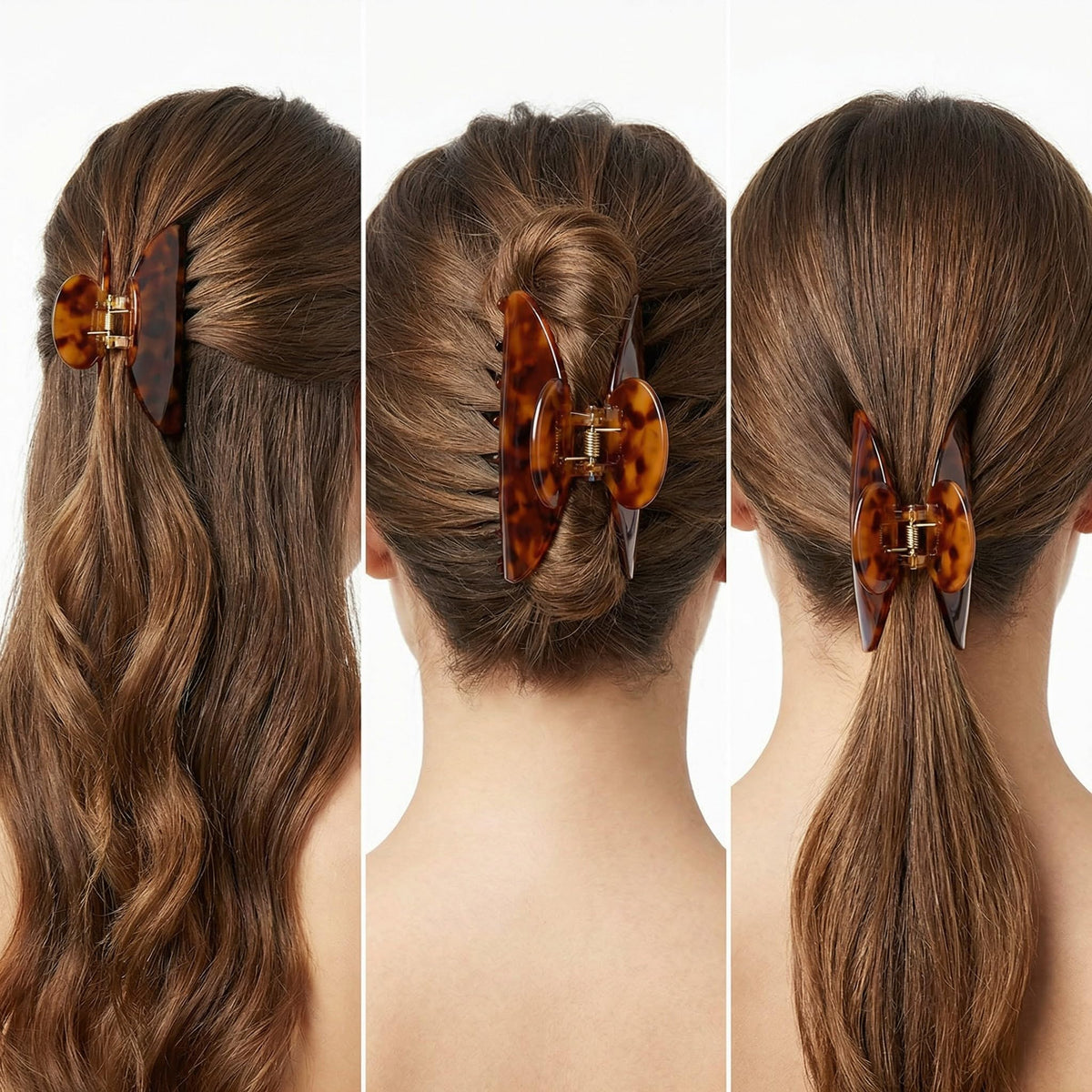 Bgffuy butterfly clip shown on long thick hair for secure styling.