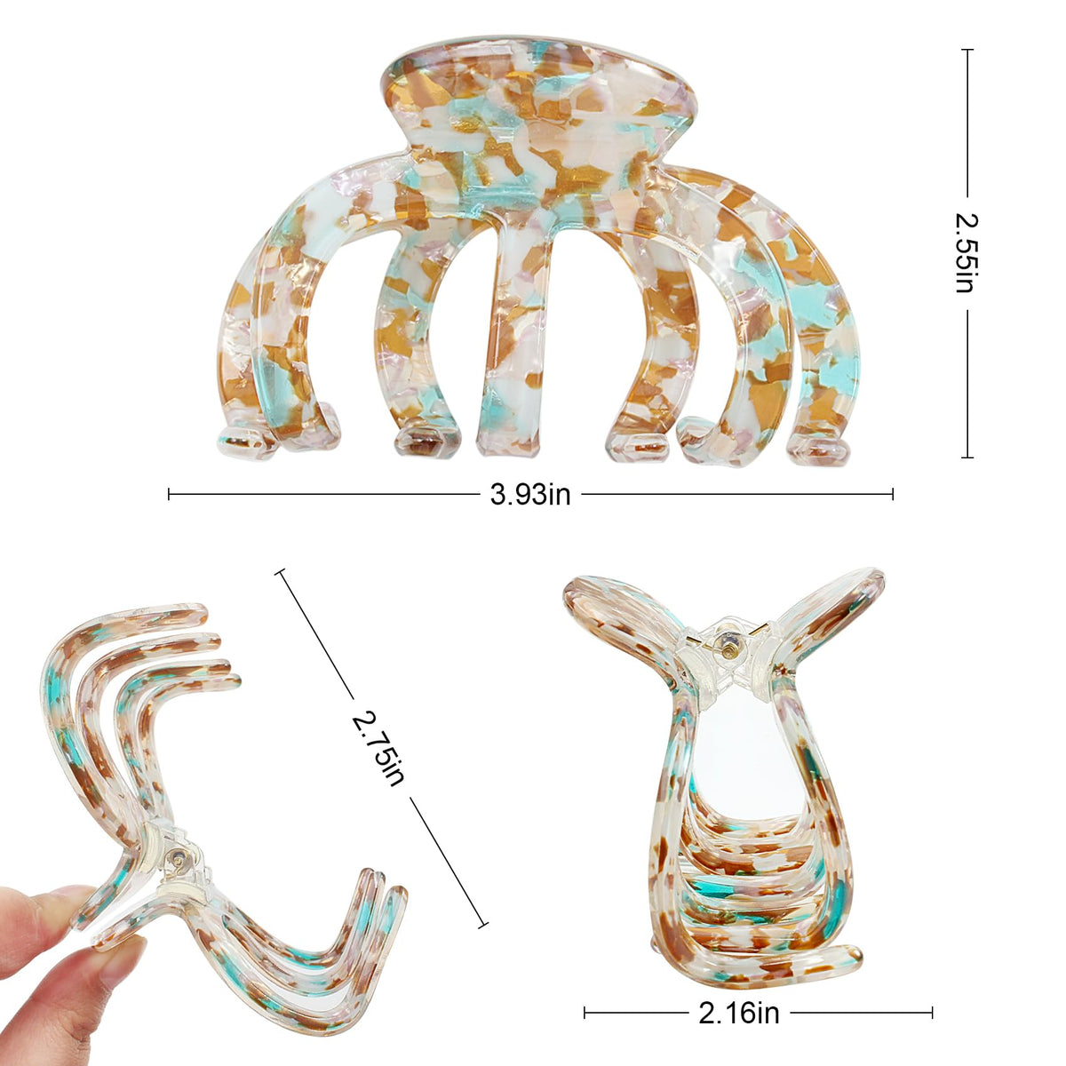 Bgffuy octopus clip close-up highlights sturdy acetate body and polished finish.