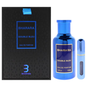 Double Bleu by Bharara bottle front shows bold design for everyday wear.