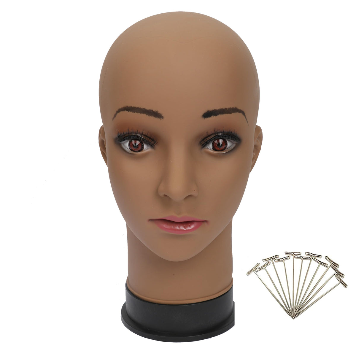 BHD BEAUTY bald mannequin head in brown, 22 inch circumference, for wigs