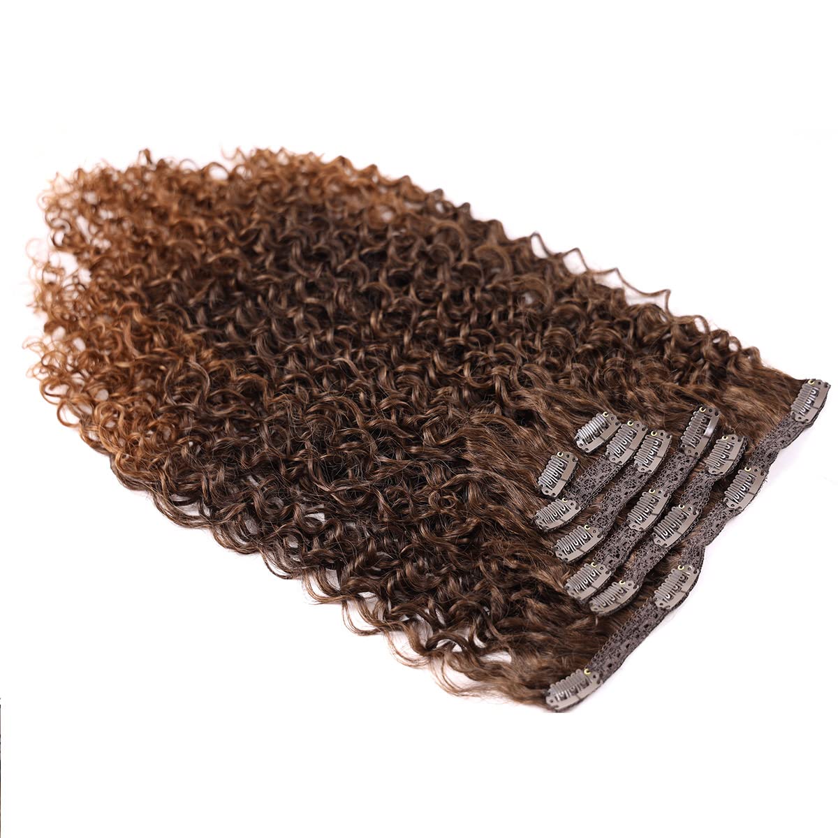 BHF 26-inch kinky curly clip-in extensions add length quickly for special occasions.