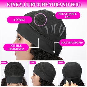 BIAGT headband wig with 4 combs and elastic stays secure