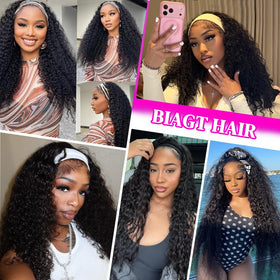 BIAGT headband wig includes random color headband for styling variety