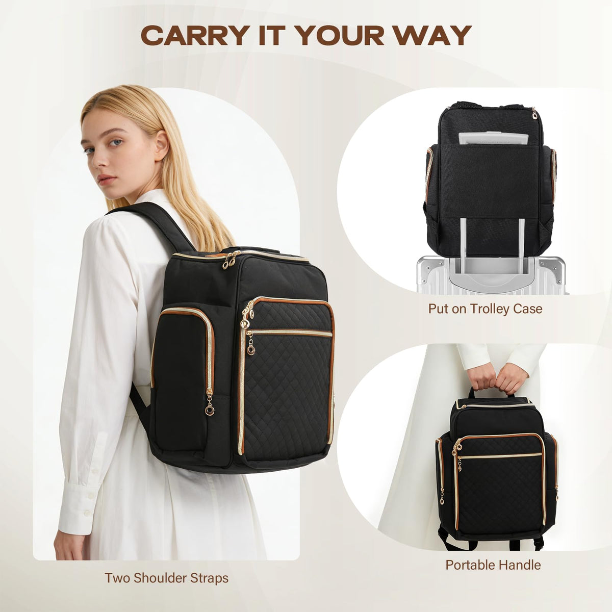 Bibiventa Nail Polish Organizer Backpack with durable PU leather for travel