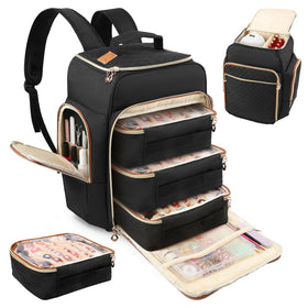 Bibiventa Nail Polish Organizer Backpack shows full capacity for 126 bottles on the go
