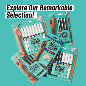 BIC BodyMark fine-tip markers provide precise lines for detailed skin designs.