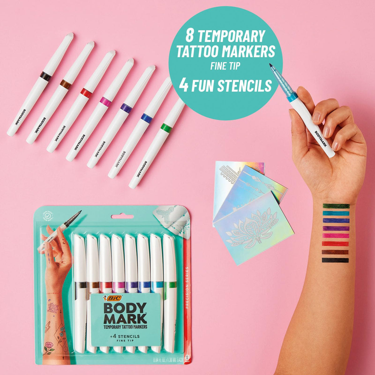 BIC BodyMark quick-drying ink reduces smudges during application.