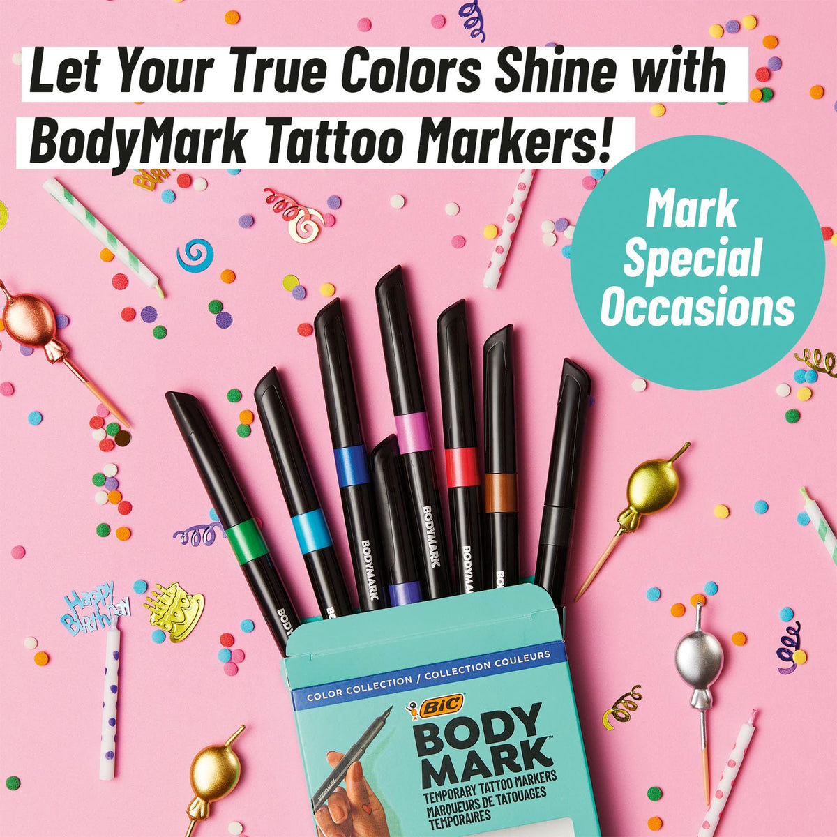 BIC BodyMark skin-safe cosmetic ink designed for comfortable drawing on skin.