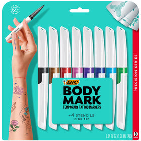 BIC BodyMark tattoo markers in assorted colors for non-permanent skin art you can wash off.