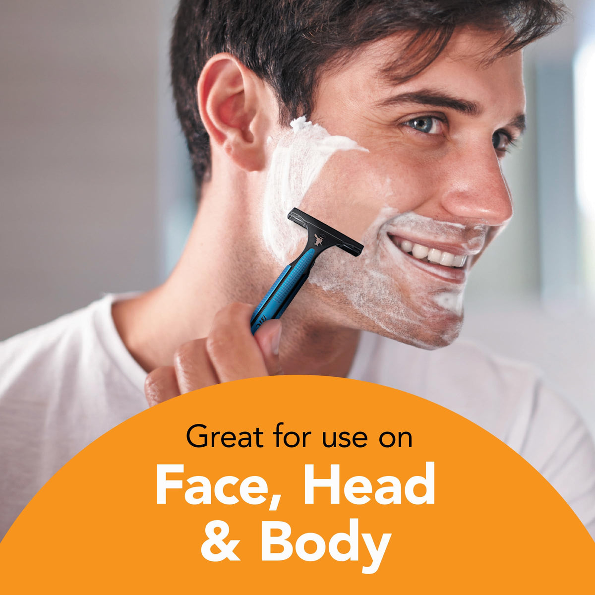 BIC Comfort 3 razor with textured anti-slip handle for better control.
