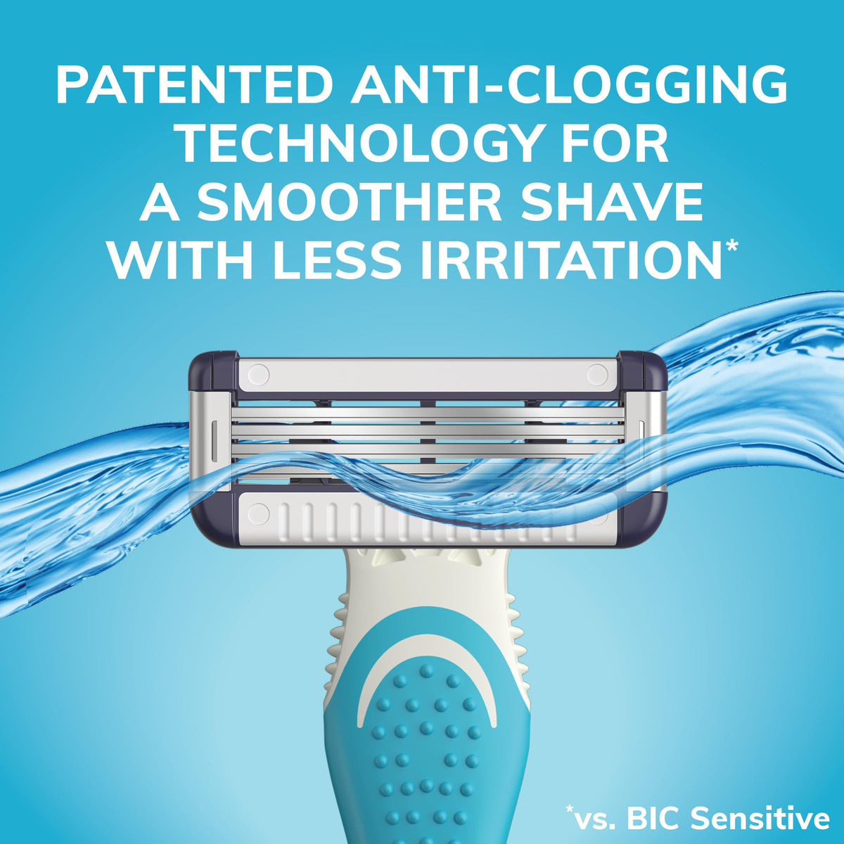 BIC EasyRinse Sensitive razor four-blade close-up