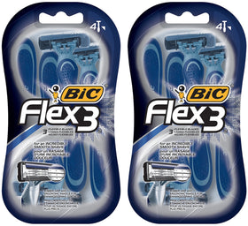 BIC Flex 3 men's shaver handle offers a secure grip for precise shaving.