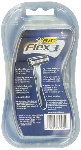 BIC Flex 3 lubricating strip enhances slickness for comfortable daily use.
